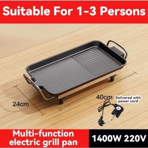 ArcticBreeze Multifunctional Electric BBQ Grill Pan Double Zone Korean BBQ Plate Nonstick Cooking Surface Indoor Smokeless Adjustable Temperature