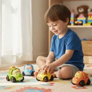 IPIE2 High Quality Inertial Drive Excavator Soft Rubber Rounded Design Engineering Car Toy Inertial Push Interactive Sliding Animal Modeling Toy Car Childrens Gift