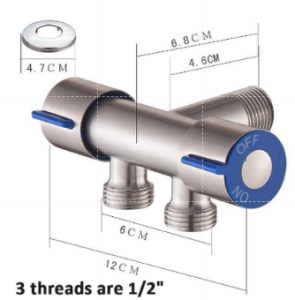 【SUN】 304 Angle valve toilet companion one in two out faucet angle valve double switch Stainless Steel  1/2 Angle Valve One Into Two Out Three-way Control Multi-function Faucet