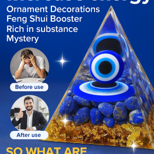 Natural Lapis Lazuli Energy Demon Eye Pyramid Natural Crushed Stone Lapis Lazuli Dropping Resin Home and Office Desktop Decoration Crafts