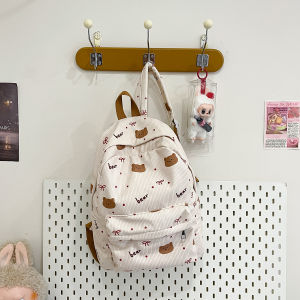 Japanese-style fresh brown bear backpack for women large capacity suitable for middle and high school students casual and versatile backpack