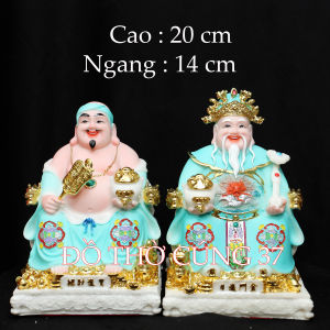 [ Cao 20 cm - Mão rồng ] TƯỢNG THẦN TÀI  THỔ ĐỊA  MÀU XANH LAM - CHẤT LIỆU BỘT ĐÁ TƯỢNG THẦN TÀI  THỔ ĐỊA  MÀU XANH LAM