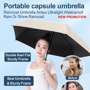 Sunscreen Umbrella Capsule Mini UltraLight Rain and Sunny DualUse Umbrella Six Fold UV Sunshade