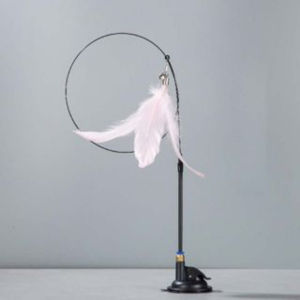 SKISOPGO Cat Teaser Strong Suction Cup with Bell Long Rod Detachable Cat Self-healing Toy