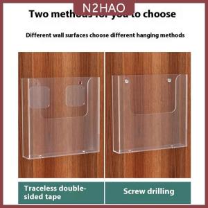 N2HAO  Acrylic trong suốt một lớp treo tường thư mục nhựa Kệ tập tin giá văn phòng lưu trữ dữ liệu hiển thị giá văn phòng phẩm