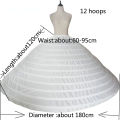 12 Hoops Puffy Big Petticoat Fluffy Underskirt for Ball Gown Wedding Dress Pageant Dress Bottom Hoop Diameter 170cm. 