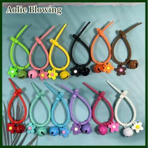 Aolie Sweet Candy Color Flowers Bell Keychain Silica Gel Floral Keyring For Girls Bag Pendant Backpack Decoration