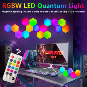 LED Honeycomb Quantum Hexagon Wall Lamp RGB Color Changing USB Touch Remote Control Game Night Light Bedroom DIY Bar Party Light