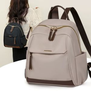 JEWELS1 Zipper Nylon Backpack Large Capacity Canvas Oxford Shoulder Bag Vintage Lightweight Women Backpack Women
