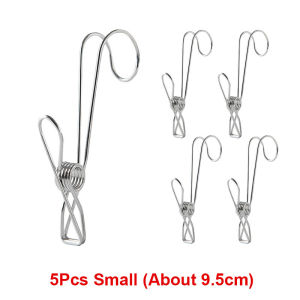 Homigoo 5 Pcs Home Storage Rack Laundry Hooks Clothes Pegs Photo Clip Stainless Steel Clothespins Towel Chips Hook