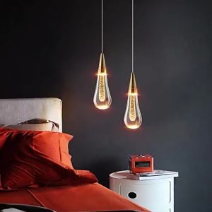 SXH Bedroom Bedside Small Pendant Light Modern Light Luxury Background Wall Window Light Restaurant Bar Counter Internet Celebrity Creative Crystal Pendant Light