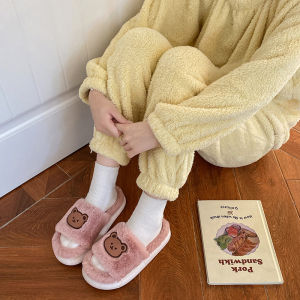Free Shipping New Style Fluffy Slippers For Women Cute And Thick-Soled Perfect For Winter With A Simple One-Strap Design Ideal For Indoor Use