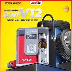 Bơm Điện Ôtô Kiêm Kích Bình Steelmate V12 (Mẫu Mới) | Bảo Hành 2 Năm - Hàng Chính Hãng