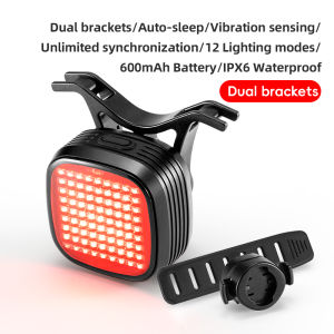 ROCKBROS đồng bộ Đèn hậu xe đạp đội đua xe đạp 12 chế độ chiếu sáng xe đạp đèn tín hiệu rung phanh cảm biến MTB xe đạp đường trường đêm Cyling phụ kiện