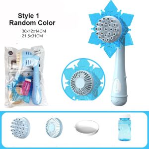 YUDESHUI Interactive Snowflake Bubble Machine Automatic Electric Bubble Blowing Kids Fun Toys  Multicolor Soap Bubble Stick Set Outdoor