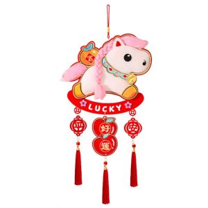 FUJIN Traditional New Years Decoration Pony Chinese Style Horse Year Hanging Ornaments Blessing Words Good Luck Spring Festival Door Decoration Home Decoration