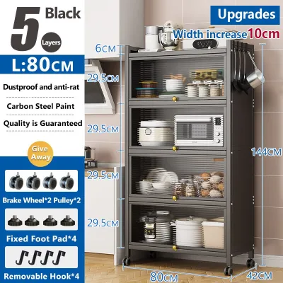 IRO Kitchen Cabinet Display Cabinet Kitchen Rack Multifunctional Storage Cabinet Cupboard Microwave Oven Shelf Nordic Style