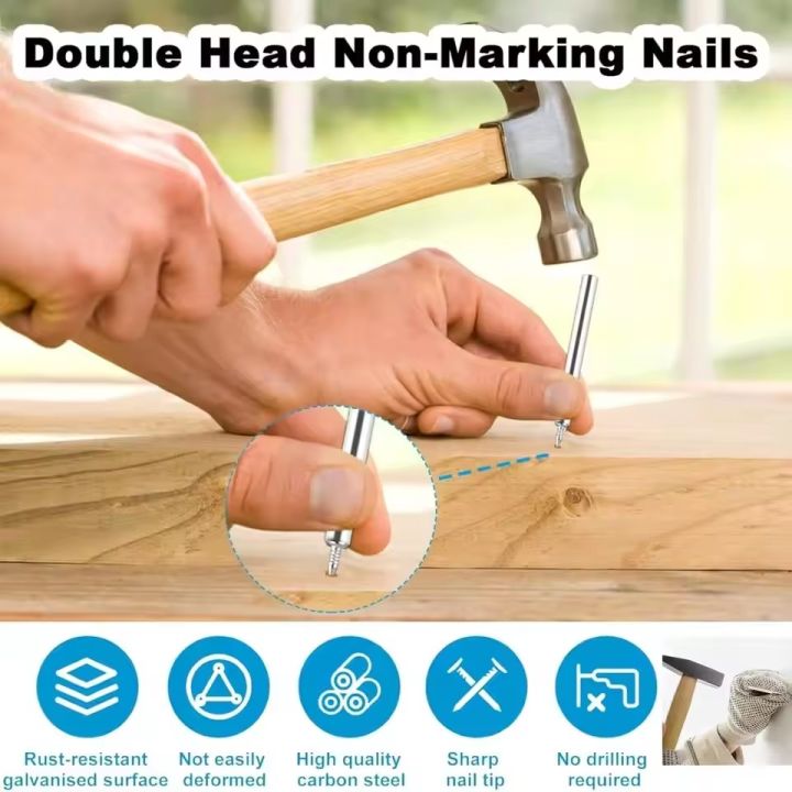 500Pcs Double Headed Skirting Nails / Invisible Seamless Thread Screws ...