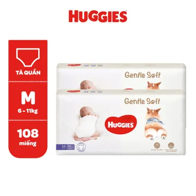 Combo 2 Tã quần Huggies Gentle Soft - Corgi M54/L40/XL34/XXL22 miếng êm mềm nâng niu làn da bé
