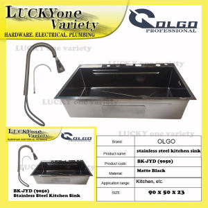 OLGO STAINLESS STEEL MATTE BLACK KITCHEN SINK W/FAUCET BK-JYD (90x50)