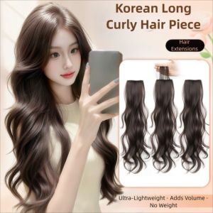 BEAUTYLADIES 3PCS Invisible Long Wavy Hair Extension Korean Hand-woven Hair Top Side Cover Hairpiece Fashion Synthetic Long Curly Hair Piece Female