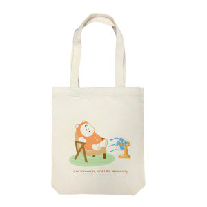 Túi tote vải canvas Snowmon Moni có khóa kéo đeo vai đáng yêu