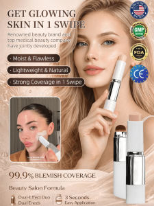 Dual-ended Lazy Foundation Stick 2-in-1 Double-Ended Foundation Stick Lightweight Moisturizing Hydrating Sheer Non-Cake-Up