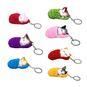 Dễ thương móc khóa gắn mặt dây móc khóa vải nhung lông dễ thương Keyring Ba Lô Móc khóa treo túi mèo ngủ Keychain móc khóa sang trọng keyholder