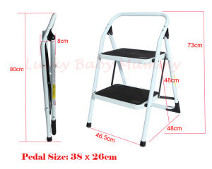White Step Foldable Ladder/Compact/Space Saving/Wide Pedal/Anti-slip Pad/Household Indoor/Local Stock