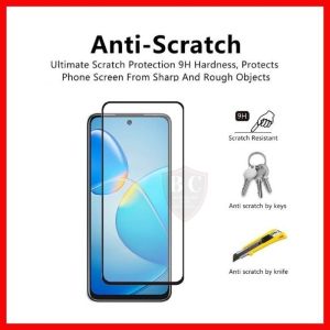 TEMPERED GLASS FULL LEM FOR TECNO SPARK GO 1 SPARK 30C SPARK 20 20 NFC 20C 20 PRO SPARK GO 2023 SPARK 10C SPARK 10 PRO 8C
