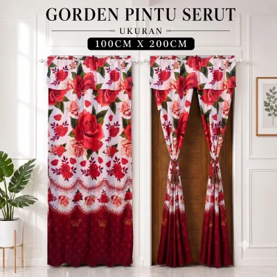 Gorden Pintu Serut Minimalis Bahan Poliester Premium Elegan Ukuran 100cmx200cm