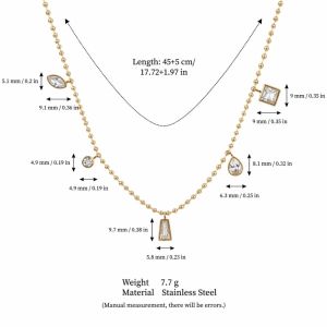 NEXTYOO Stainless Steel Plated Paperclip Necklace Multi Zircon Adjustable Zircon Charm Necklace Vintage Bohemian Bead Pendant Necklace for Women