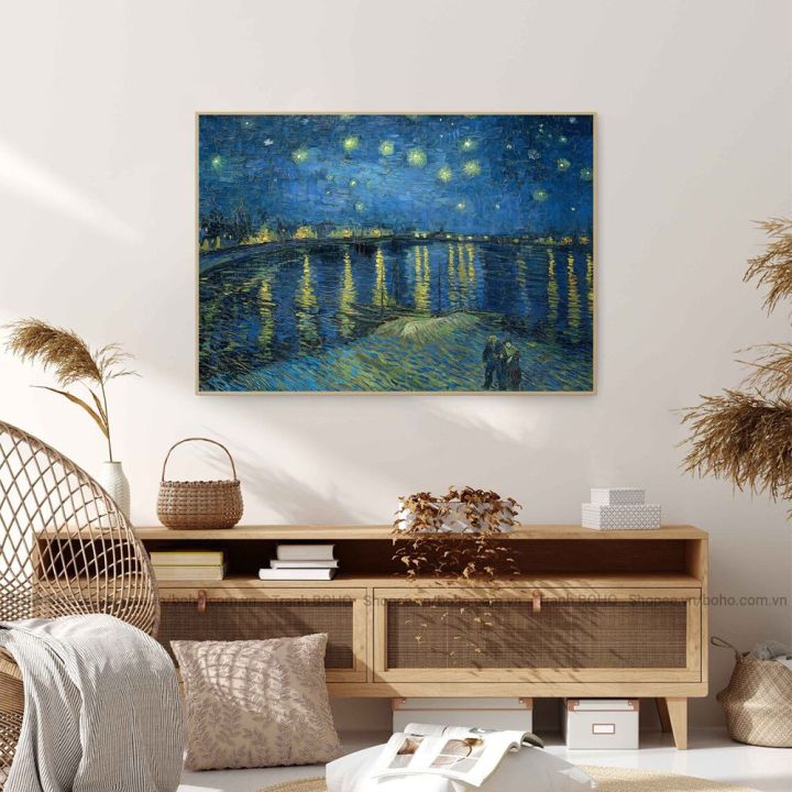 Tranh Starry Night "Vincent van Gogh" - Tranh Canvas Decor treo tường -  Tặng đinh 3 chân treo tranh, BH 12 tháng | Lazada.vn