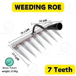 除草耙 Weeding Rake Steel Gardening Hoe Farm Tool Grasping Raking Level Loosen Soil Harrow Clean Leaves Collect Weeds
