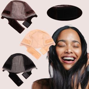 STARGOODS Adjustable Lace Wig Cap with Grip Band Transparent Lace U Part Wig Cap Headband Wig Caps Invisible Gluless Hairnet for Front Wigs