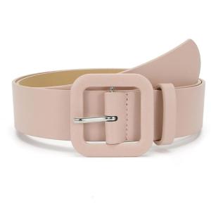 Square Buckles Waist Belt Candy Colored PU Leather Strap for Women Jeans Skirts Pants