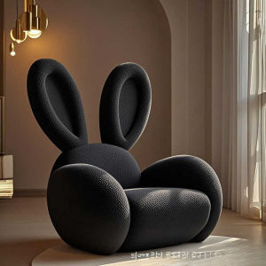 UrbanSpace SG- Cream-style pink creative cute rabbit fabric designer custom single sofa chair for living room and beauty salon