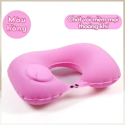 Gối chữ U tự bơm hơi gấp xách nhỏ gọn tiện lợi - Gối kê cổ văn phòng du lịch đi xe ô tô