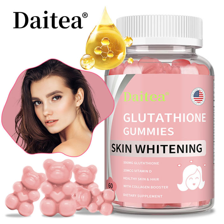 Daitea Glutathione Whitening Collagen Gummies Perawatan Kulit Anti-penuaan Vitamin Rasa Buah Permen Kecantikan