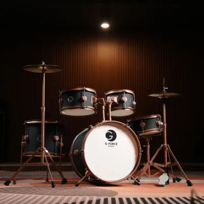 G-Force Rosegold Drum Set กลองชุด 5 ใบ ขอบสีโรสโกลด์ + แถมฟรีเก้าอี้ & กระเดื่อง & ไม้กลอง