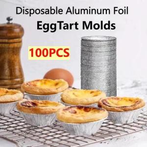 100/200pcs Disposable Round Egg Tart Mold Aluminum Foil Cups Baking Cookie Pudding Cupcake Mould