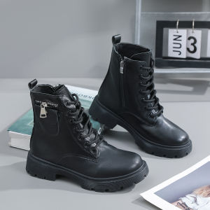Falimottype)Size35-40 Womens Retro Autumn/Winter Double Zipper Soft Bottom Soft Face Boots British Style Versatile Low Top Short Boots