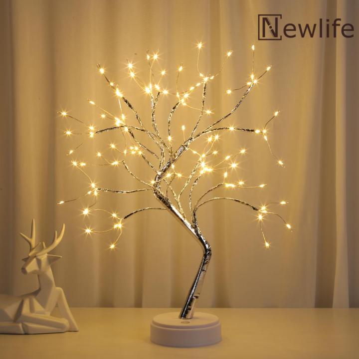 [HOT] 20 inch Tabletop Bonsai Tree Light Touch Switch 108 LED Copper ...