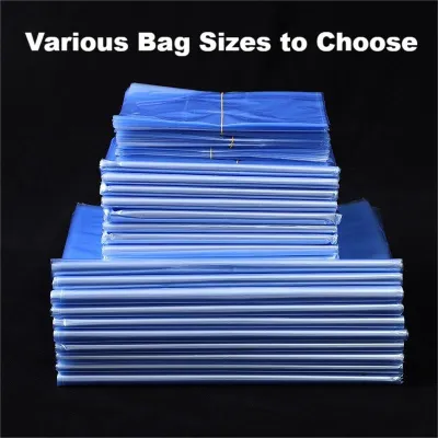 100pcs/Lot PVC Heat Shrink Film Bag Wrap Storage Seal Packing Bag Clear Transparent Blue Heat Seal Shrinkable Bag.