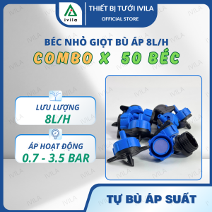 [Bán sỉ] Bộ 50 béc tưới nhỏ giọt bù áp 2l/h 4l/4 8l/h Đầu tưới nhỏ giọt tự cân bằng áp dùng trong hệ thống tưới nhỏ giọt béc nhỏ giọt chống tắc tưới chậu cây vườn tường tưới cây trồng nhà màng nhà kính