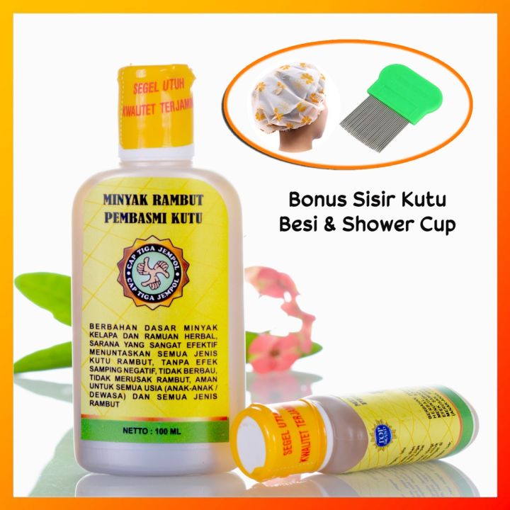 Obat Kutu dan Telurnya Ampuh - Minyak Rambut Pembasmi Kutu Ramuan Herbal / Obat Kutu Rambut Aman Bonus Serit dan Shower Cup - Sampo Anti Ketombe Kutu -  Peditox Peditok