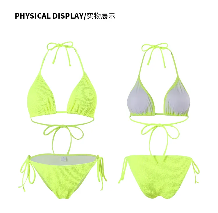 Mohan Triangular Split Bikini 3-Point Straps Small Breast Swimsuit