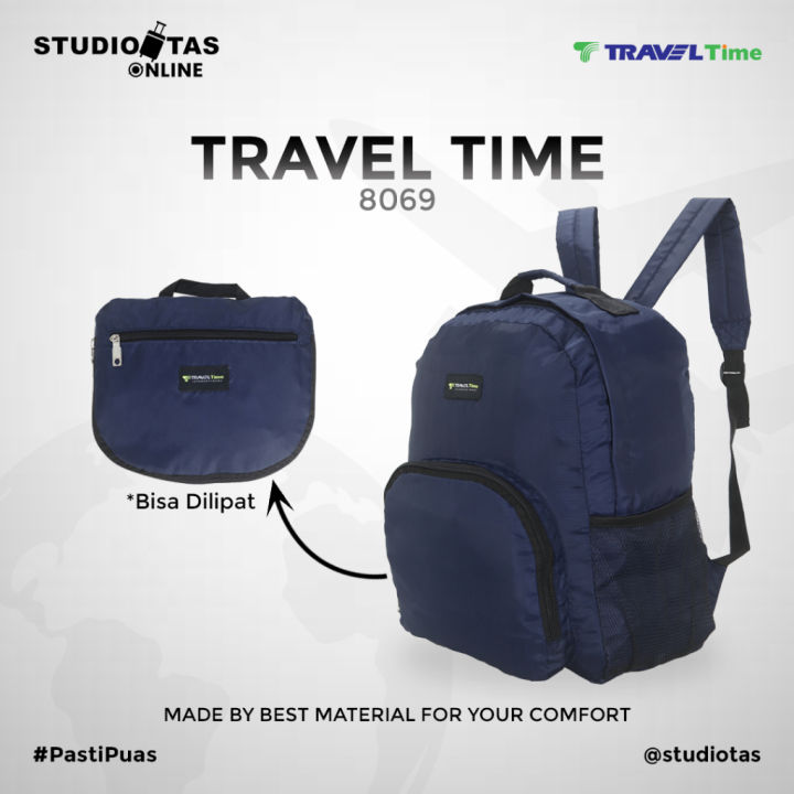 Travel Time Backpack Folding Bag 8069 Blue Lazada Indonesia