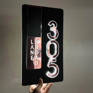 Personalized Solar House Number Outdoor Custom Door Number Signs Acrylic Name Plate Modern Street Sign With LED Light & RC 2025