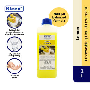 Kleen D Wash Dishwashing Liquid Detergent (KC 105) 1L/ 1000ML Lemon Concentrated Dishwash Mild To Hands Pencuci Pinggan